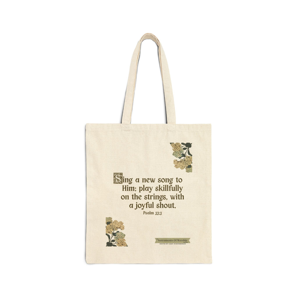 Music Tote Bag - Psalm 33:3 Christian Floral Tote